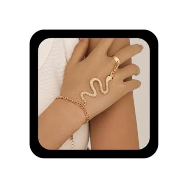 Imagem de YienDoo Boho cobra bracele anel de dedo pulseira declaração serpente escravo corrente punk banda aberta anel cobra corrente pulseiras cobra arnês mão pulseiras amizade jóias para mulheres, one size
