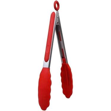 Imagem de Pegador Silicone Pinça Culinária Profissional 25CM Cabo Inox Salada Churrasco Air Fryer Fritura Antiaderente Multiuso PREMIUM (Vermelho)