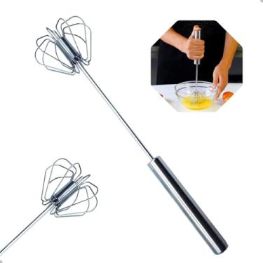 Imagem de Batedor Manual em Aço Inox para Ovos, Claras em Neve e Massas, Semiautomático