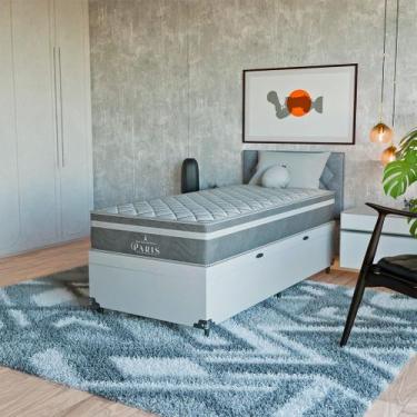 Imagem de Cama Box Baú Solteiro + Colchão Paris Molas Ensacadas Cinza - eShop ca