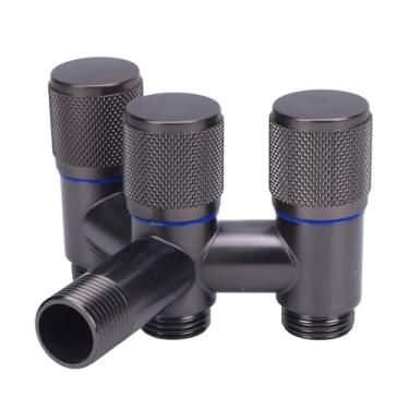 Imagem de lyrlody Válvula de Divisor de Mangueira de 3 Vias, Válvula de ângulo de Cobre Completa 1 Entrada 3 Saída G1/2in Spigot Spigot Splitter para Banheiros, Máquinas de Lavar, Tubos de água Com Uso de