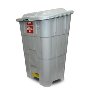 Imagem de Lixeira com Pedal 60 litros Branca Reforçada Luxo Plastica Banheiro Sa