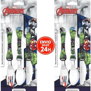 Imagem de Kit Com 2 Talher Infantil Homem Aranha Inox Simonaggio Disney Garfo e 