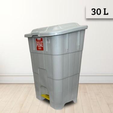 Imagem de Lixeira com Pedal 30 litros Branca Reforçada Luxo Plastica Banheiro Sa