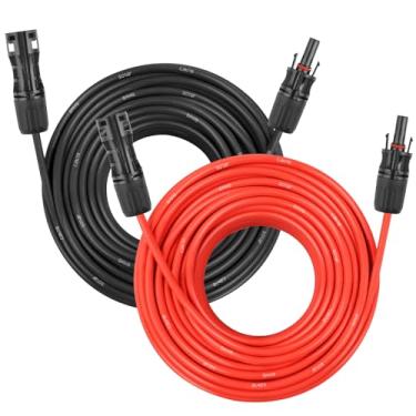 Imagem de Cabo de extensão de painel solar – Cabo solar de 8 AWG 30 m, fio fotovoltaico de calibre 8 com conector à prova d'água fêmea e macho para trailer, sistemas fotovoltaicos, casa, barco, painéis solares