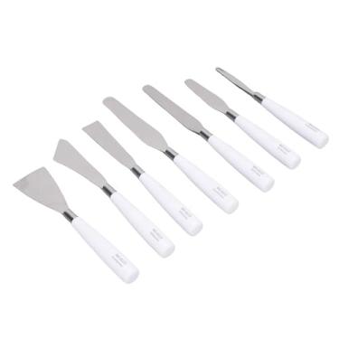 Imagem de Irfora 7pcs Ferramentas de Pintura de Aço Inoxidável Conjunto de Facas de Paleta, Mistura de Facas, Espátula Com Deslocamento Com Caixa de Armazenamento para Pintura de Acrílico a