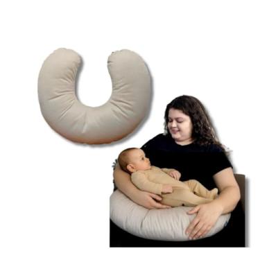 Imagem de Almofada de Amamentação para Bebê Artesanal Multifuncional Ergonômica Hipoalergênica em Suede (Beige)