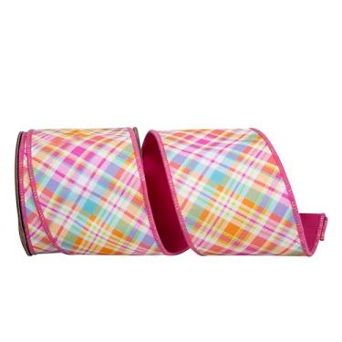 Imagem de Reliant Ribbon Fita de borda com fio de luxo diagonal xadrez brilhante, rosa choque