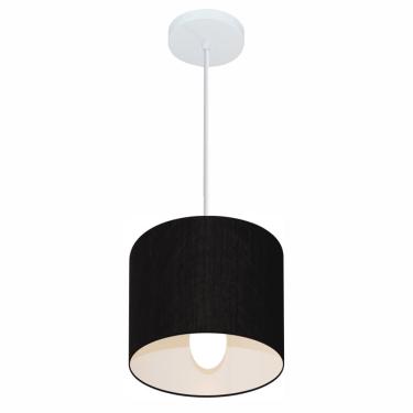 Imagem de Lustre Pendente Cilíndrico Vivare Md-4046 Cúpula em Tecido 18x18cm - Bivolt