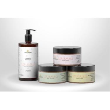 Imagem de Marzagânia Kit Cronograma Holístico Capilar, Shampoo Preparatório 500ml, Máscaras Hidratação, Nutrição e Reconstrução 250g