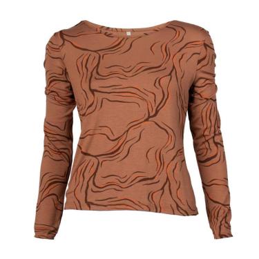 Imagem de Blusa Feminina Habana Estampada Manga Longa Marrom Claro-Feminino