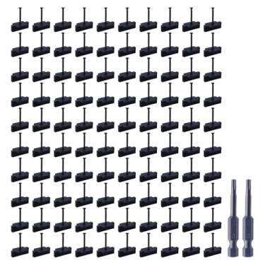 Imagem de LC LICTOP Fixadores de deck ocultos para placas de deck compostas, clipes universais de deck com parafusos de aço inoxidável, clipes em T de plástico para instalação segura de placa de deck, 100 peças