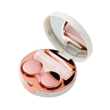 Imagem de Estojo porta lentes Redondo Mármore Redondo + Pinça e Ventosa Rosa