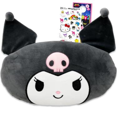 Imagem de Hello Kitty Kuromi Almofada de pelúcia de viagem para crianças – Pacote com 28 cm x 33 cm Sanrio fronha de travesseiro de pelúcia para crianças acessórios de quarto mais adesivos | Conjunto de