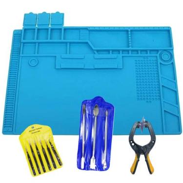 Imagem de Kit Tapete Silicone Antiestática 48x32cm + pinças e Espatula - Pengi