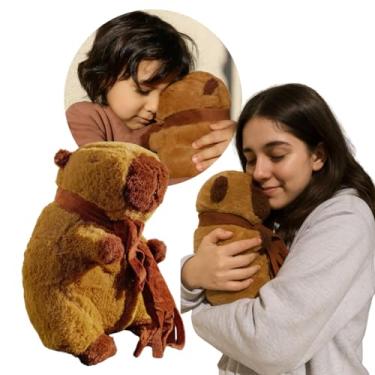 Imagem de Pelúcia Capivara Fofa Marrom com Cachecol – Brinquedo de Pelúcia 22cm, Macia e Decorativa, Presente Infantil Criativo para Crianças, Jovens e Fãs de Animais Brasileiros