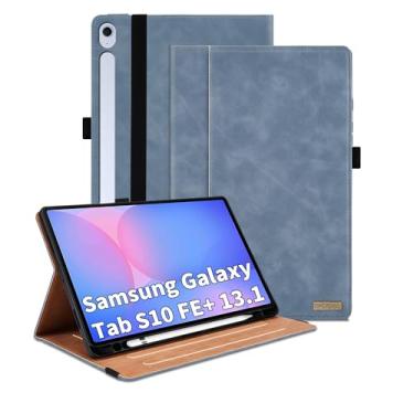 Imagem de TIPOYOROOS Capa para Samsung Galaxy Tab S10 FE Plus 13,1 polegadas 2025 (SM-X620/SM-X626B) Capa inteligente de visualização multiângulo com bolso, couro PU executivo com compartimento para cartão