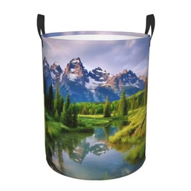 Imagem de Cesta de lavanderia National Park, dobrável, impermeável, cesto de armazenamento de roupas com alças, pano Oxford, organizador de brinquedos, cesta para banheiro, lavanderia, quarto, pequeno