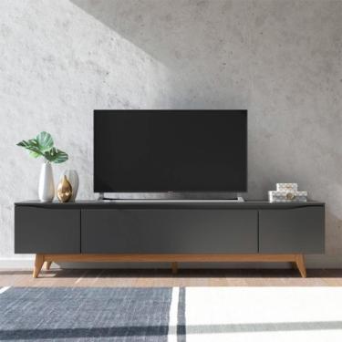 Imagem de Rack para TV até 75 Polegadas Flynt 3 PT Preto e Natural 219 cm