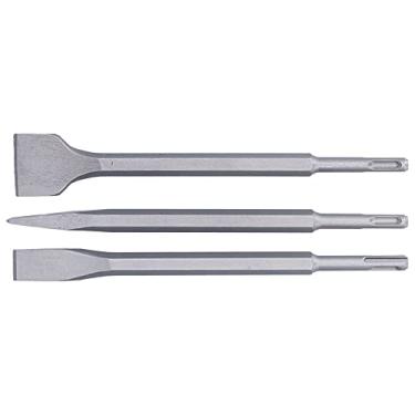 Imagem de ZJchao 3pcs Conjunto de Cinzel Em Aço Carbono Escalonamento Cinzel Cinzel de Ponto Plano para Granito de Telha de Remoção de Concreto Com Alça Não (SDS Plus (alça circular))
