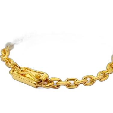 Imagem de Pulseira masculina banhada a ouro 18k elo cadeado 5mm - Ms Online Joia