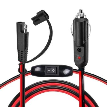Imagem de Cabo SAE para acendedor de cigarros com interruptor, plugue de acendedor de cigarro de 12 V para adaptador de liberação rápida SAE, à prova d'água, cabo de carregamento, ótimo para carro, trailer,