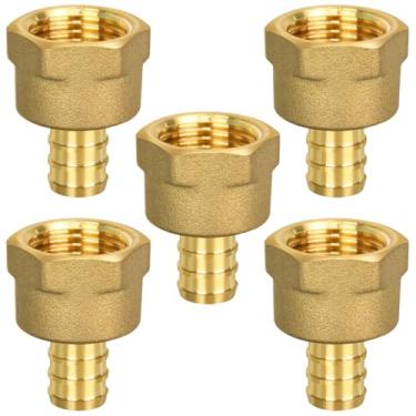 Imagem de Pacote com 5 PEX 1/5.1 cm x 1/5.1 cm NPT Conexões fêmeas, porta completa para tubos PEX em trabalhos de encanamento