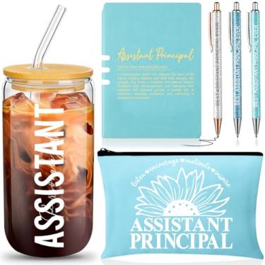 Imagem de Remerry Conjunto de 6 peças de presente principal assistente para mulheres e homens, presentes principais, inclui copo de cerveja em forma de lata de 473 ml com canudos de tampas, bolsa de maquiagem