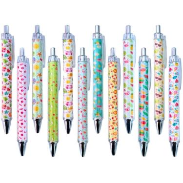 Imagem de 12 canetas de verão, melancia, abacaxi, limão, frutas, flamingo, palmeira, hibisco, flor tropical, piscina, oceano, lembrancinhas de festa, decoração, material escolar, material de escritório