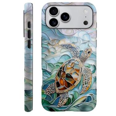 Imagem de TnXee Capa compatível com H7KQ Pro Max, capa de telefone híbrida de 2 camadas de prevenção de quedas para meninas e meninos, oceanos tartaruga mar
