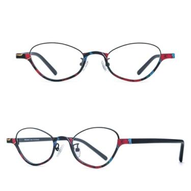 Imagem de VFDHN Armação de óculos de acetato de titânio para homens e mulheres (preto C1)