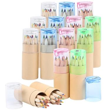 Imagem de Zeckzoin Pacote com 30 mini lápis de cor para desenho com apontador, lápis de cor portáteis em tubo para crianças, adultos, artistas, escrevendo esboços, pintura, material escolar para sala de aula