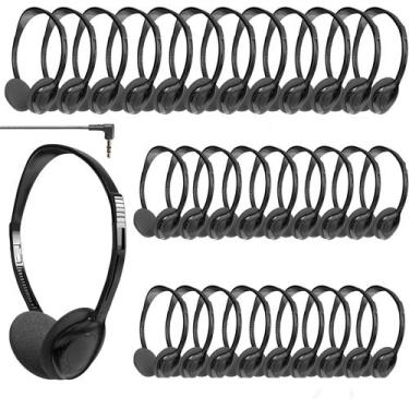 Imagem de Fones de ouvido JINWAYBST Bulk, pacote com 30, plugue ajustável de 3,5