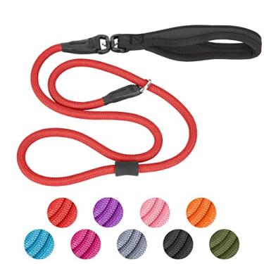 Imagem de Coleira deslizante para cães, coleira antiderrapante forte para treinamento de cães [rotação de 360° anti-emaranhado] 1,2 m / 1,8 m de nylon durável sem puxão, trela de caminhada para cães pequenos, médios e grandes, 1,2 m, vermelha