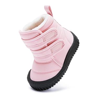 Imagem de BMCiTYBM Botas de neve para bebês para meninos e meninas, para clima frio, sapatos de pele sintética, Duas alças rosa, 18-24 meses
