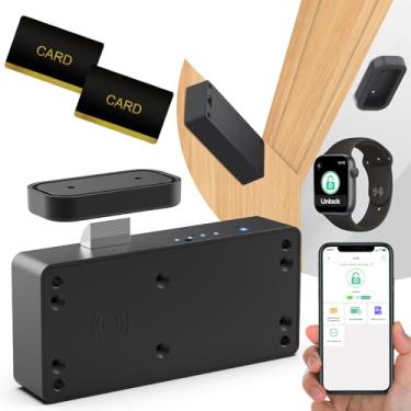 Imagem de Eseesmart Fechadura de armário inteligente, fechaduras de gaveta eletrônicas sem chave RFID ocultas com Bluetooth, fechaduras de segurança para bebês para armário de bebidas para armário de bebidas e