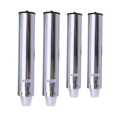 Imagem de Kit 2 Dispensers Redondos 300ml Inox + 2 Dispensers Redondos 400ml Ino
