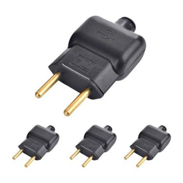 Imagem de Kit 4 Pino Plug prensa cabo bipolar 2P 20A 250V Ilumi, Preto
