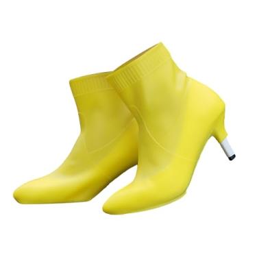 Imagem de SooGree Capas de salto alto de chuva antiderrapantes capas de salto alto galochas capa de chuva protetor de salto alto à prova d'água (amarelo)