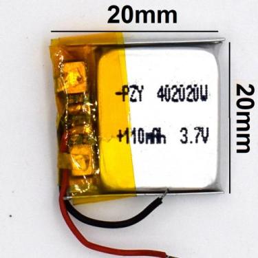Imagem de Bateria 402020 com 110mah 4mmx20mmx20mm 2 fios 3,7v - lite