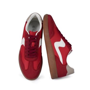 Imagem de Tigeridea Tênis feminino casual para negócios, tênis confortável com cadarço e cadarço, Vermelho, 40