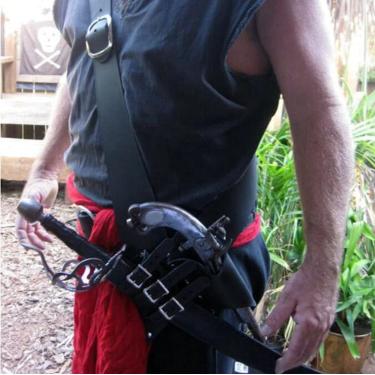 Imagem de Coldre De Espada De Pederneira Medieval De Couro Falso Baldric Coldre De Cutelo De Couro Com Fivela Ajustável Conjunto De Espada De Moda Cinto, Black