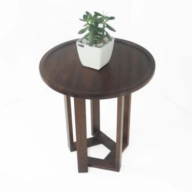 Imagem de Mesa Lateral Design Redonda Madeira Nobre Imbuia