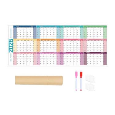 Imagem de KiBcsLic Calendário de parede 2026, calendário mensal decorativo, grande, pendurado, planejador de parede de 12 meses, vertical para loja, casa, dormitório, Style B