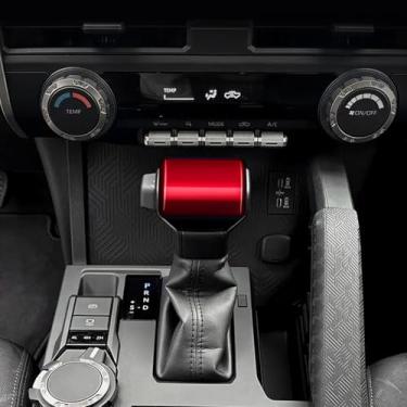Imagem de KUJOOY Para Toyota Tacoma 2024 2025 para 4Runner 2025 Acessórios interiores decoração painel console central tampa de saída de ar moldura decorativa ABS (vermelho, capa de mudança de marcha)