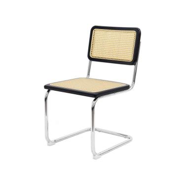 Imagem de Cadeiras De Jantar Cesca Sem Braço Madeira Preta Base Inox