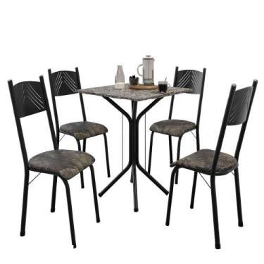 Imagem de Conjunto De Mesa Sala De Jantar Thais Com 4 Cadeiras Granito Tubular A