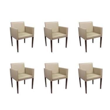 Imagem de Kit 6 Poltronas Nina Executiva Em Tecido Sintético - Bege - Cor: Bege 