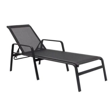 Imagem de Espreguiçadeira Para Piscina Reforçada Aluminio Tela Sling Preto - Nos