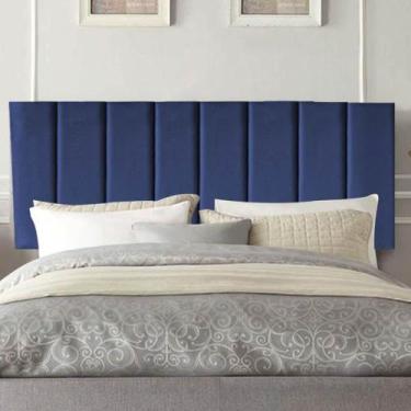 Imagem de Painel Estofada Carla 100cm Solteiro Para Cama Box Quarto Suede Azul M